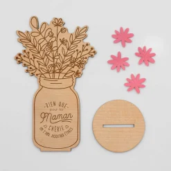 Décoration bouquet de fleurs personnalisé bois gravé 16x9 cm - Edition spéciale