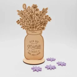 Décoration bouquet de fleurs personnalisé bois gravé 16x9 cm - Edition spéciale