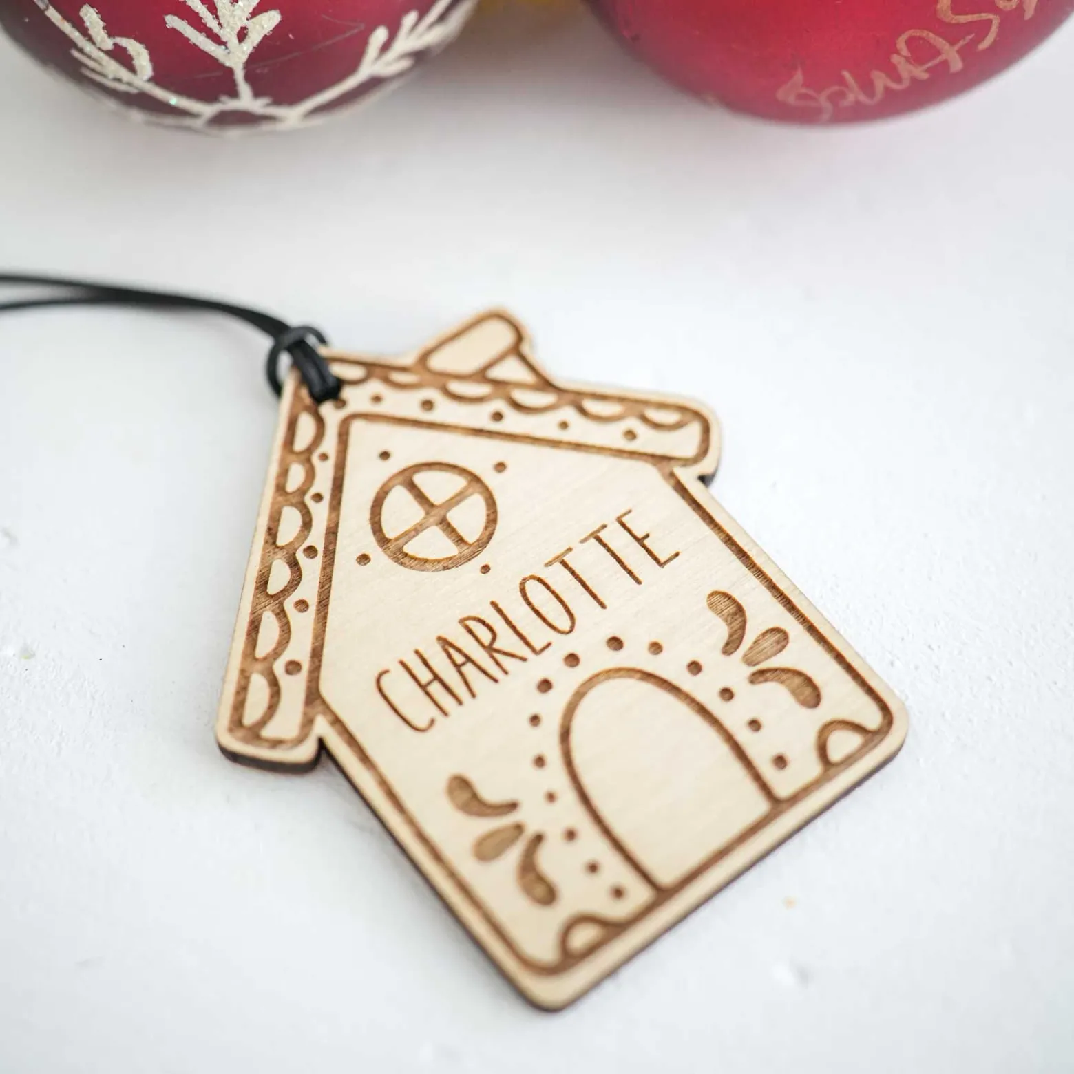 Décoration de Noël personnalisée bois gravé "Maison pain d'épice"