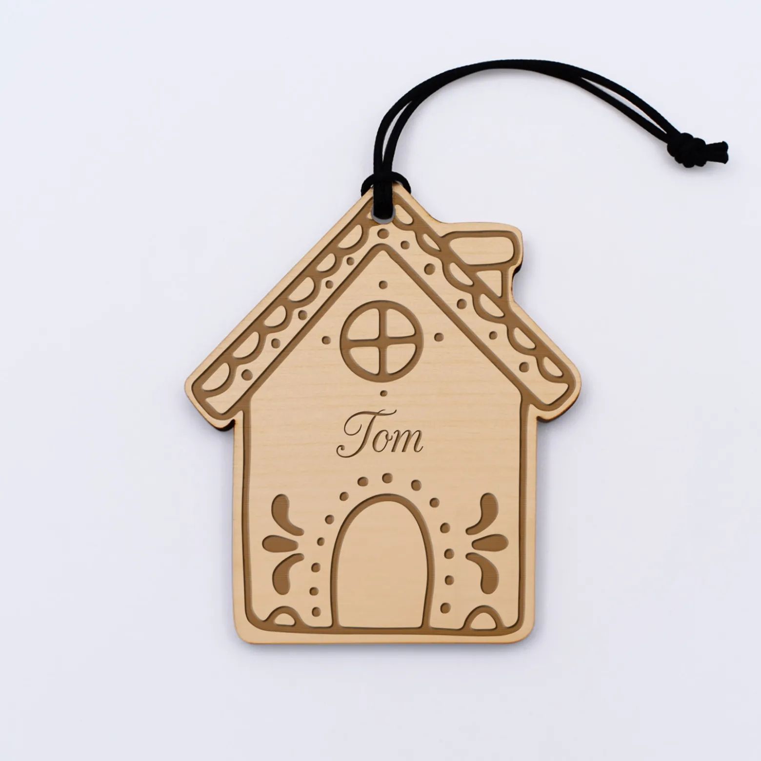 Décoration de Noël personnalisée bois gravé "Maison pain d'épice"