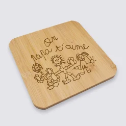 Dessous de plat personnalisé gravé bambou 145x145 mm