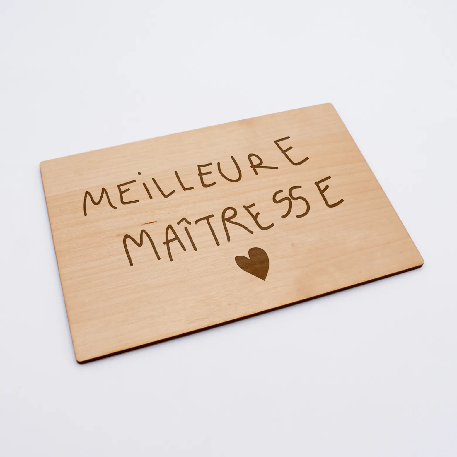 Diplôme de la meilleure maîtresse personnalisé bois gravé 15x10 cm avec support
