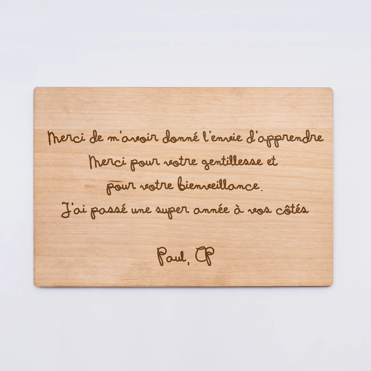 Diplôme de la meilleure maîtresse personnalisé bois gravé 15x10 cm avec support