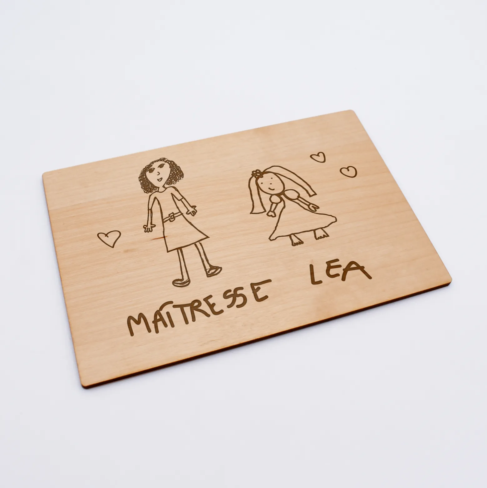 Diplôme de la meilleure maîtresse personnalisé bois gravé 15x10 cm avec support