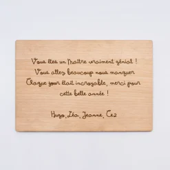 Diplôme du meilleur maître personnalisé bois gravé 15x10 cm avec support