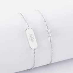 Duo bracelets personnalisés chaine trio scintillant et médaille gravée argent plaque 20x8 mm