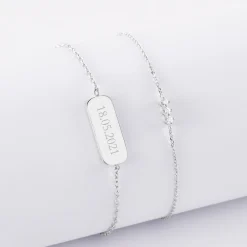 Duo bracelets personnalisés chaine trio scintillant et médaille gravée argent plaque 20x8 mm