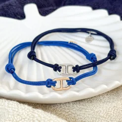 Duo de bracelets maille marine plaqué or 15,4x9 mm