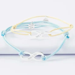 Duo de bracelets médailles gravées argent infini 25x10mm