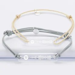Duo de bracelets médailles gravées acrylique Spotify