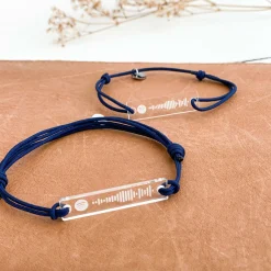 Duo de bracelets médailles gravées acrylique Spotify