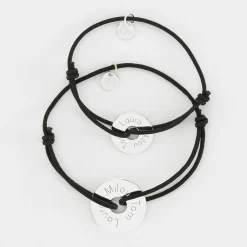 Duo de bracelets médailles gravées argent cible 20mm et cible 16mm