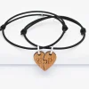 Duo de bracelets personnalisés médailles gravées bois "coeur inséparable"