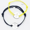 Duo de bracelets personnalisés médailles gravées argent 2 trous 20 mm
