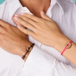 Duo de bracelets personnalisés médailles gravées bois cible 21 mm