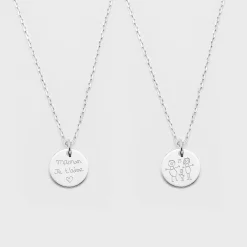 Duo de pendentifs personnalisés médailles gravées argent 15 mm
