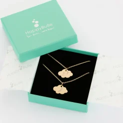 Duo de pendentifs personnalisés médailles gravées nuage plaqué or 20x14 mm