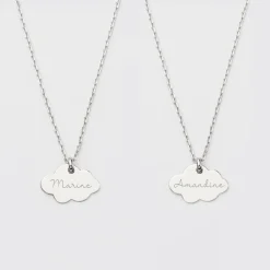 Duo de pendentifs personnalisés médailles gravées nuage argent 20x14 mm