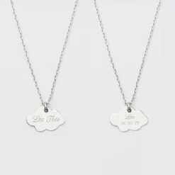 Duo de pendentifs personnalisés médailles gravées nuage argent 20x14 mm