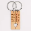 Duo de porte-clés coeurs Spotify personnalisés médailles gravées bois plaques 16x66 mm