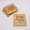 Lot de 4 sous-verres EVJF personnalisés gravés bambou 10x10 cm