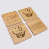 Lot de 4 sous-verres personnalisés gravés bambou 10x10 cm