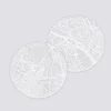 Lot de 2 sous-verres personnalisés gravés acrylique ronds 9 cm "Géo map"
