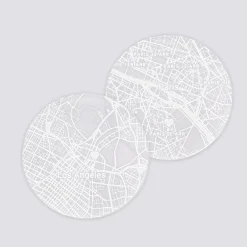 Lot de 2 sous-verres personnalisés gravés acrylique ronds 9 cm "Géo map"