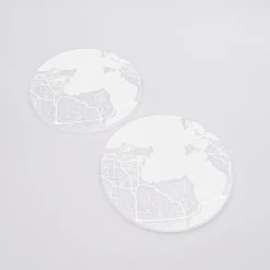 Lot de 2 sous-verres personnalisés gravés acrylique ronds 9 cm "Géo map"