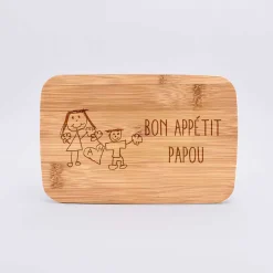 Lunch box personnalisé couvercle bois gravé 700ml avec couverts