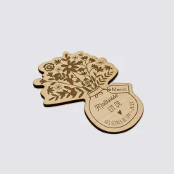 Magnet bouquet de fleurs personnalisé bois gravé 56x78 mm - édition spéciale 