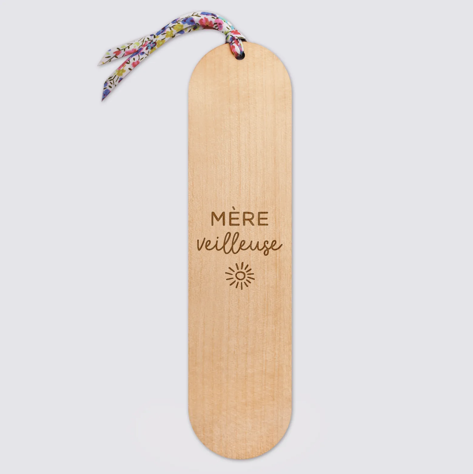 Marque page personnalisé bois gravé avec cordon liberty