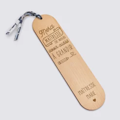 Marque page personnalisé bois gravé avec cordon liberty - édition spéciale