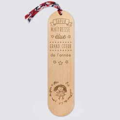 Marque page personnalisé bois gravé avec cordon liberty - édition spéciale