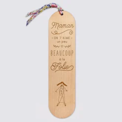 Marque page personnalisé bois gravé avec cordon liberty - édition spéciale "Maman"