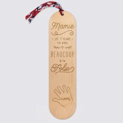 Marque page personnalisé bois gravé avec cordon liberty - édition spéciale