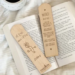 Marque page personnalisé bois gravé - Edition spéciale "Merci maître"