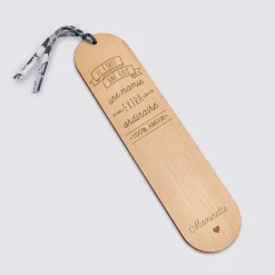 Marque page personnalisé bois gravé avec cordon liberty - édition spéciale "Bonne lecture mamie"