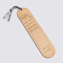 Marque page personnalisé bois gravé avec cordon liberty - édition spéciale