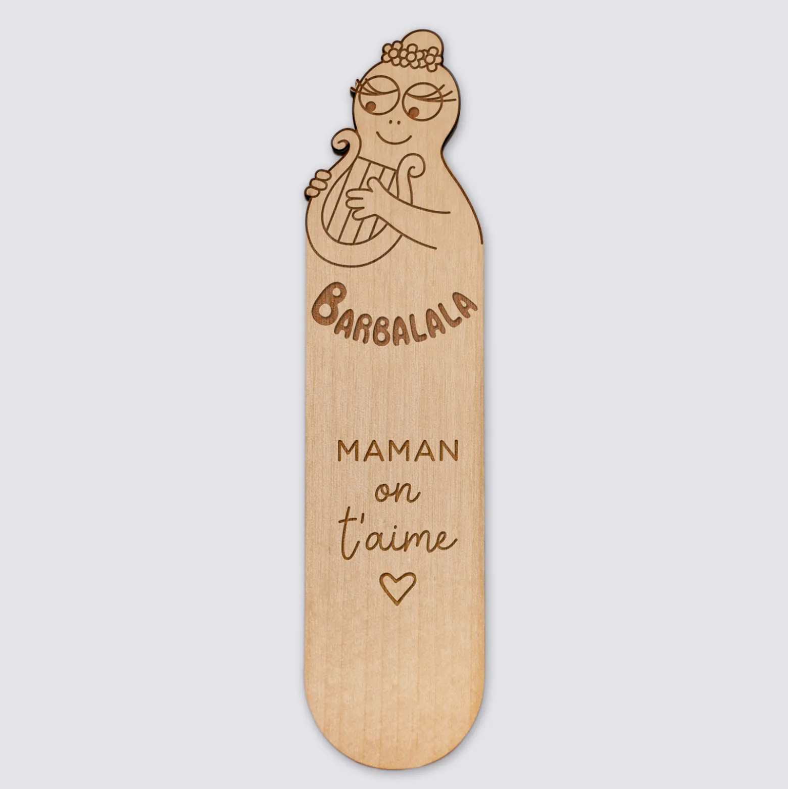Marque page personnalisé bois gravé - HappyBulle x Barbapapa