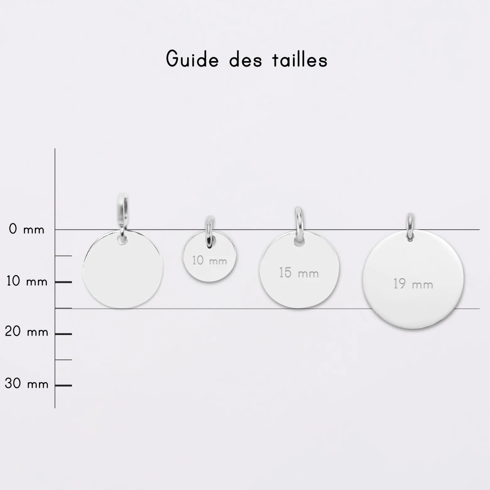 Mini-charm anneau collection Chapitre médaille gravée argent 15 mm