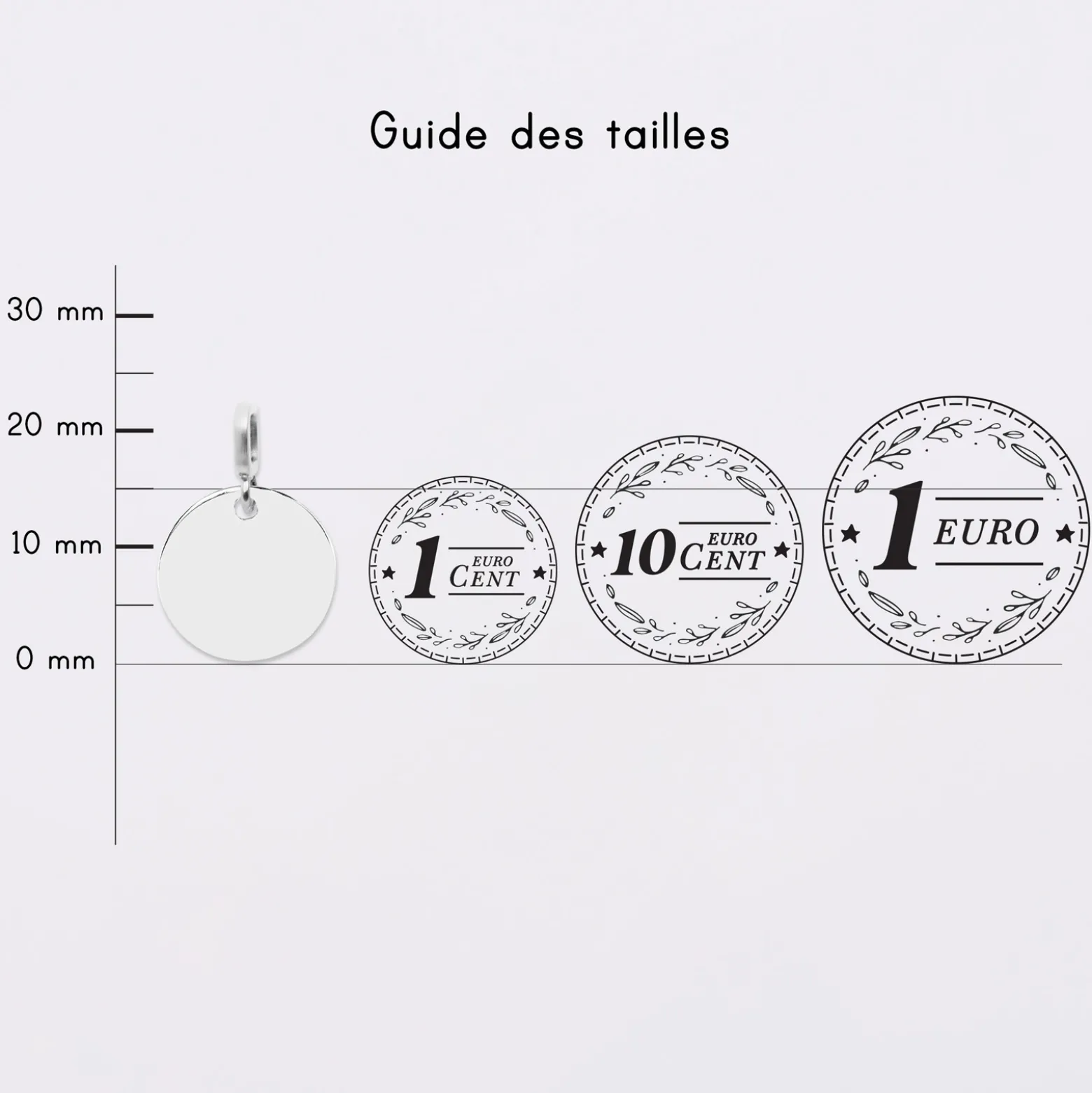 Mini-charm anneau collection Chapitre médaille gravée argent 15 mm