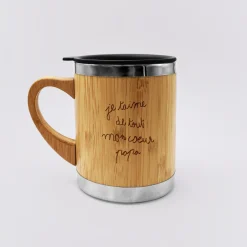 Mug isotherme personnalisé bambou gravé 300 ml