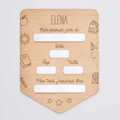 Pancarte rentrée scolaire personnalisée bois gravé 15x20 cm