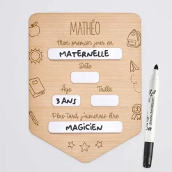 Pancarte rentrée scolaire personnalisée bois gravé 15x20 cm