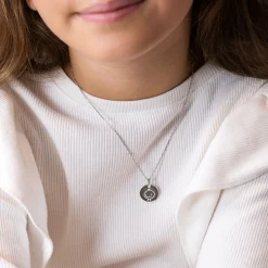 Pendentif baptême enfant personnalisé médaille gravée argent 15 mm