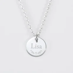 Pendentif baptême enfant personnalisé médaille gravée argent 15 mm