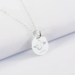 Pendentif baptême enfant personnalisé médaille gravée argent 15 mm