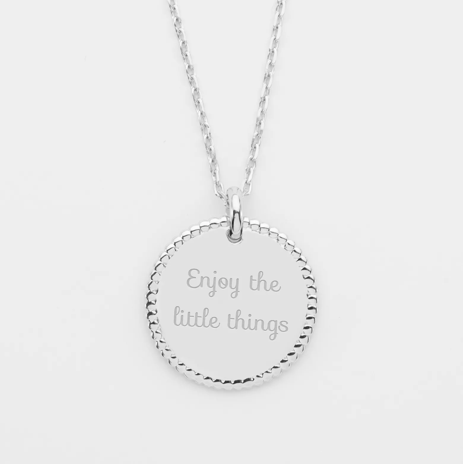 Pendentif bohème personnalisé médaille gravée argent 19 mm - Nos petits imparfaits