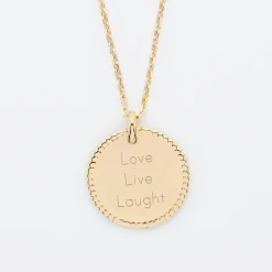 Pendentif bohème personnalisé médaille gravée plaqué or 19 mm